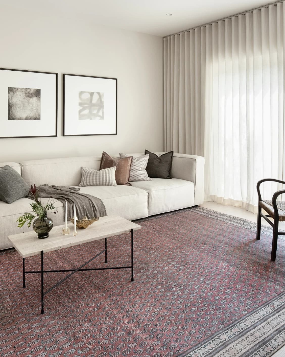 Vincent Coral carpet in coral, red and multicolour, shown in a lifestyle left view as image 16