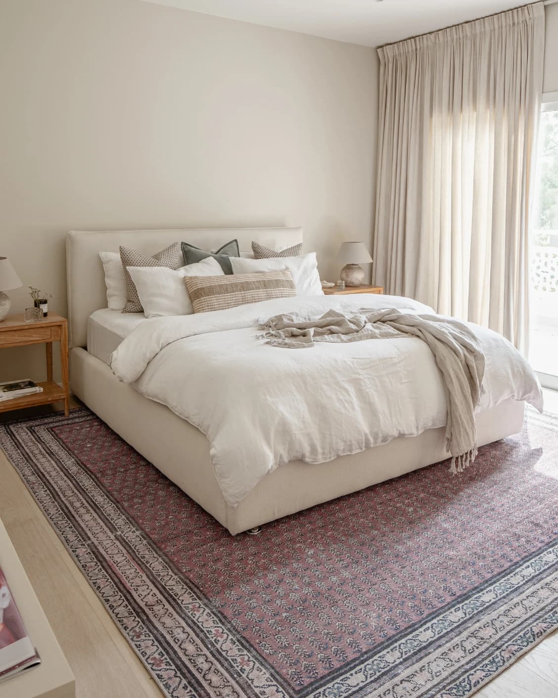 Vincent Coral carpet in coral, red and multicolour, shown in a lifestyle left view as image 20