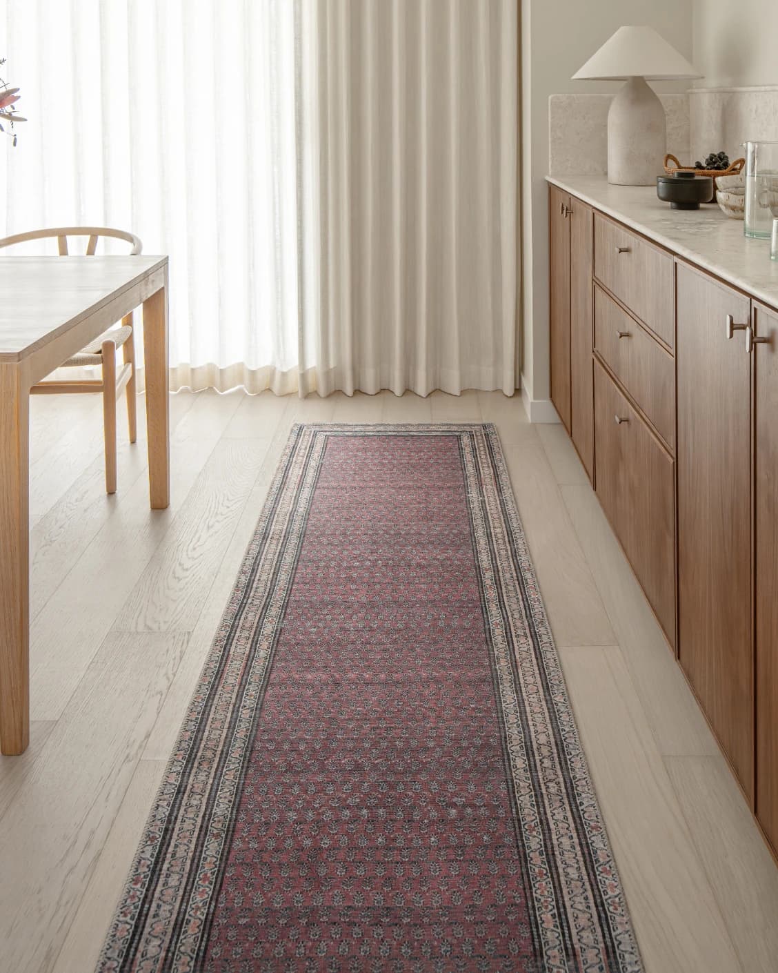 Vincent Coral Runners carpet in coral, red and multicolour, shown in a lifestyle front view as image 2