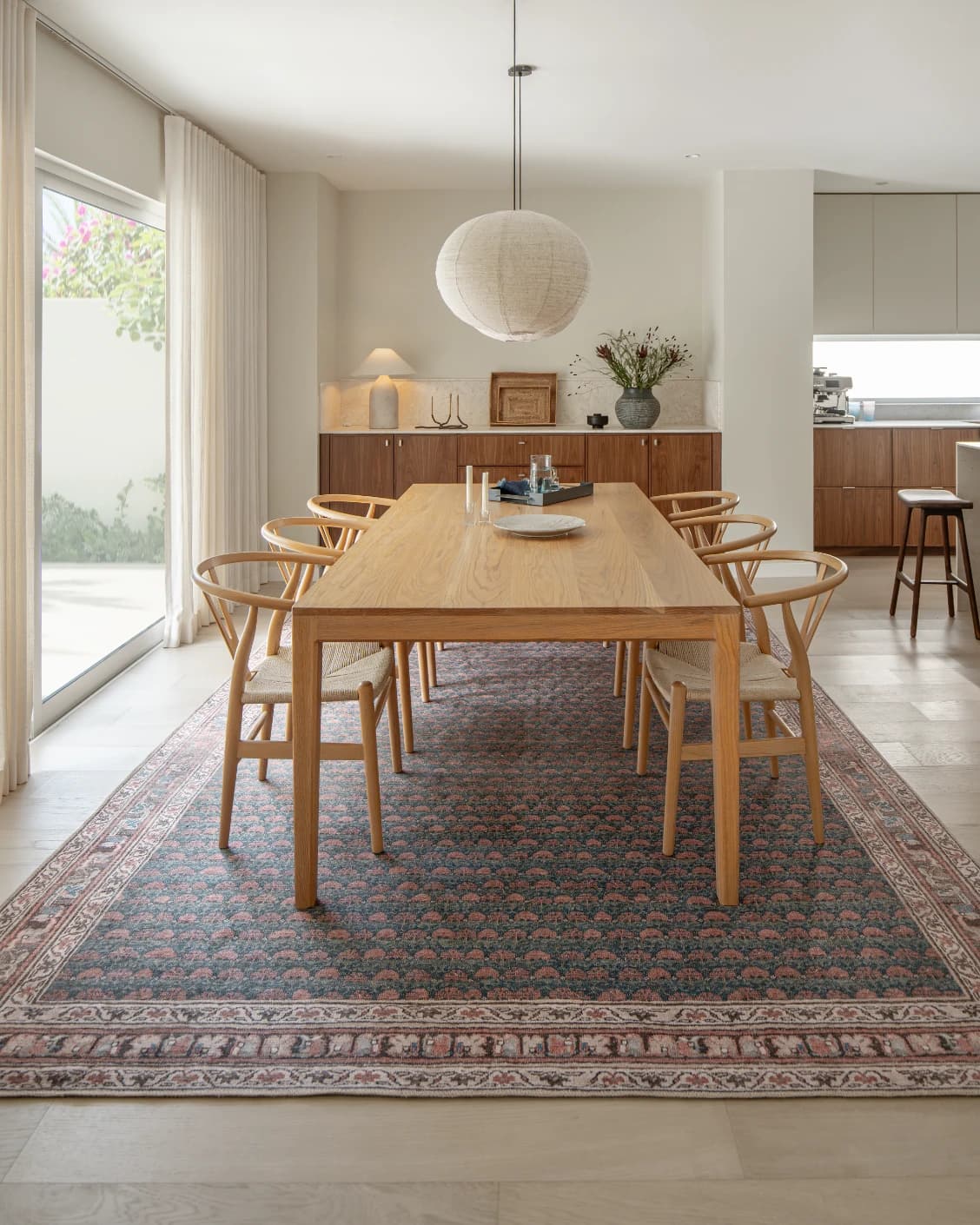 Vincent Denim carpet in blue, rust and multicolour, shown in a lifestyle front view as image 7