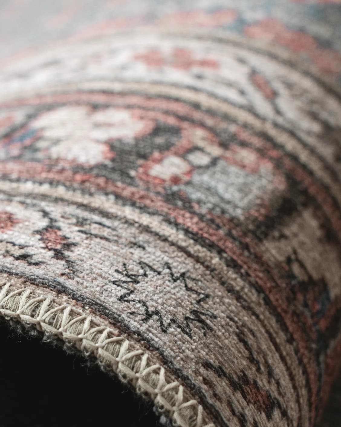Vincent Denim Runners carpet in blue, rust and multicolour, shown in a product close-up as image 8