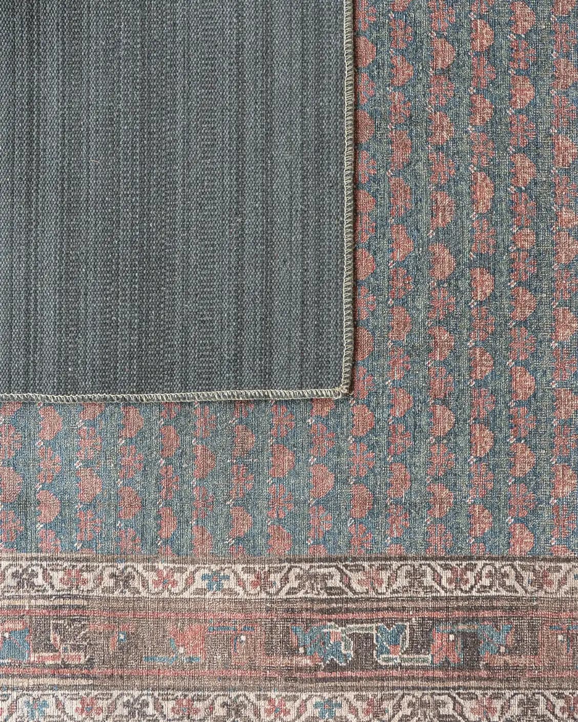 Vincent Denim carpet in blue, rust and multicolour, shown in a product top view as image 30