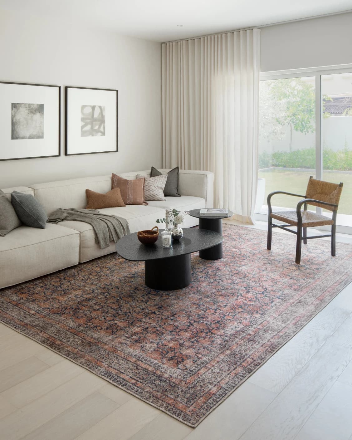 Vincent Terracotta carpet in rust and multicolour, shown in a lifestyle front view as image 8