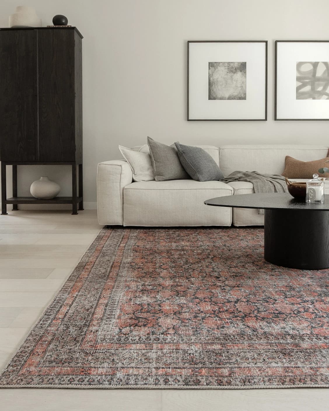 Vincent Terracotta carpet in rust and multicolour, shown in a lifestyle front view as image 10