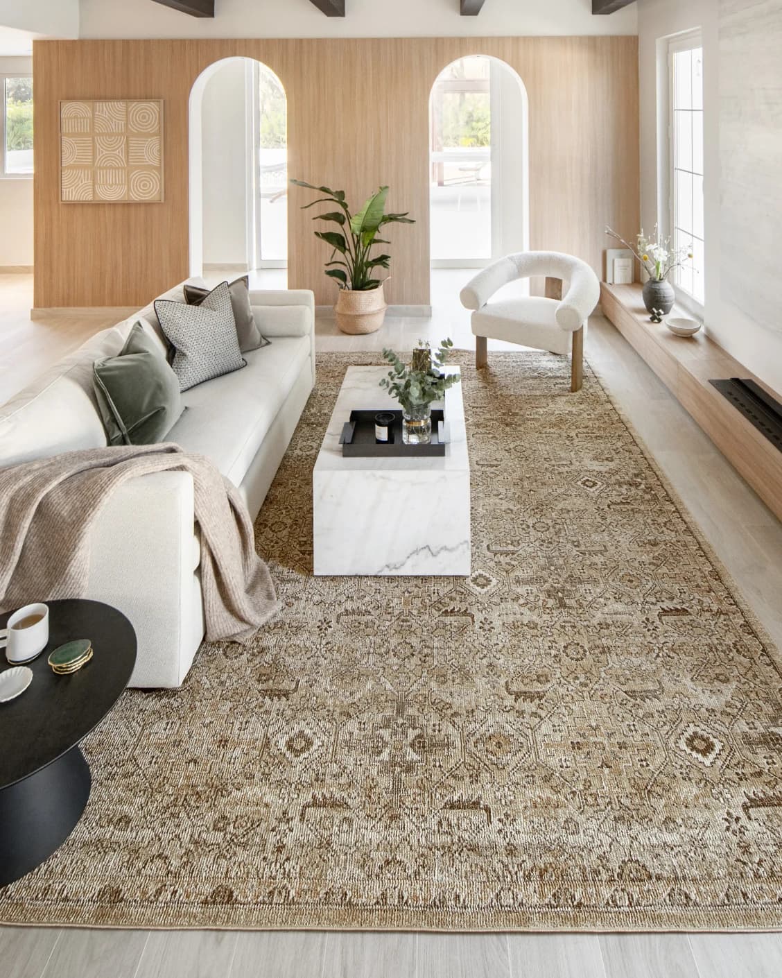 Warren Clay carpet in brown and beige, shown in a lifestyle front view as image 4