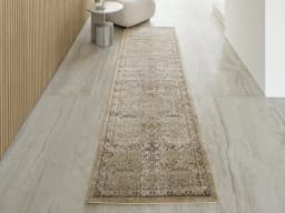 Warren Clay Runners carpet in brown and beige, shown in a lifestyle front view