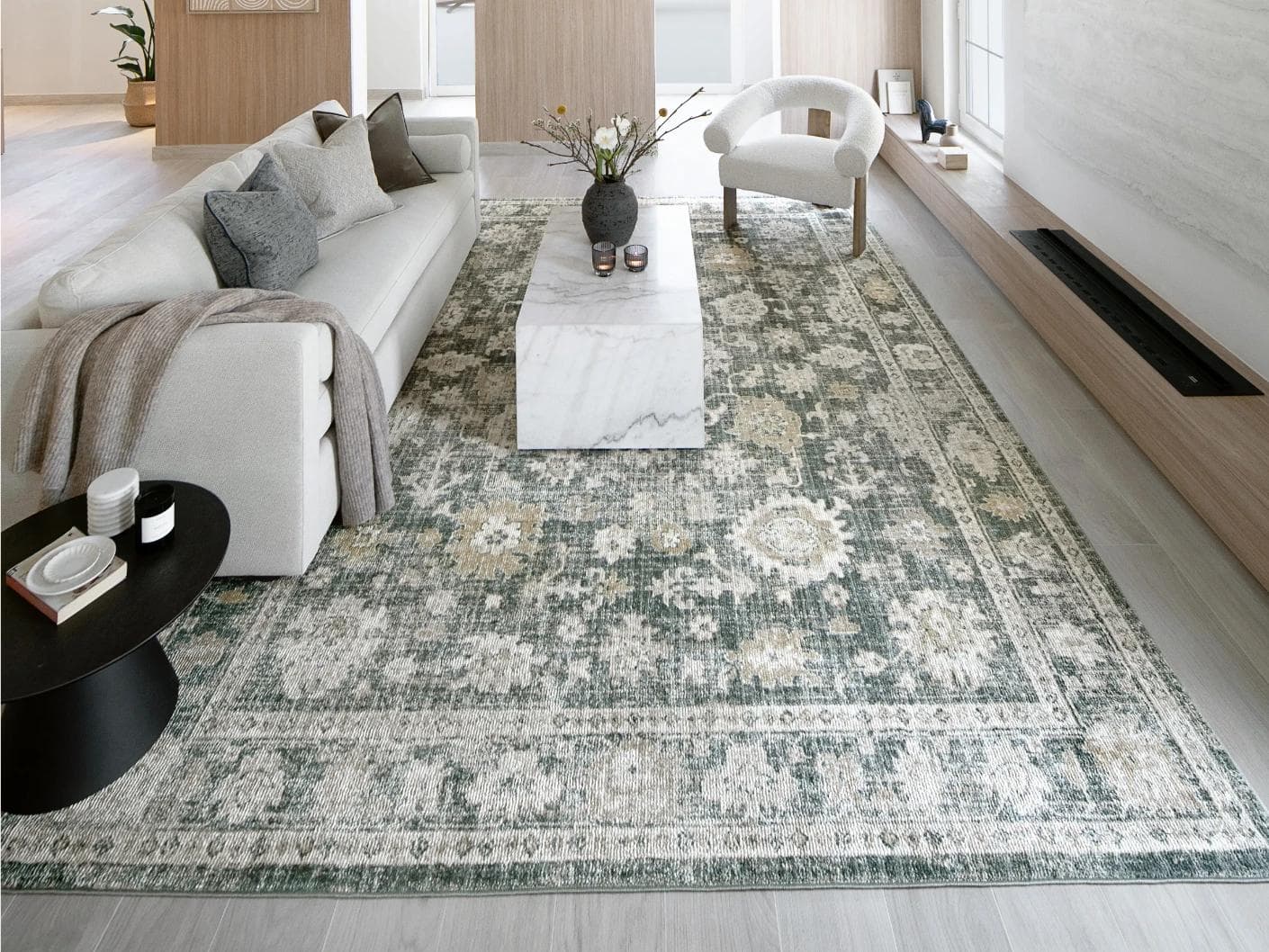 Warren Cobalt carpet in blue and beige, shown in a lifestyle front view as image 4