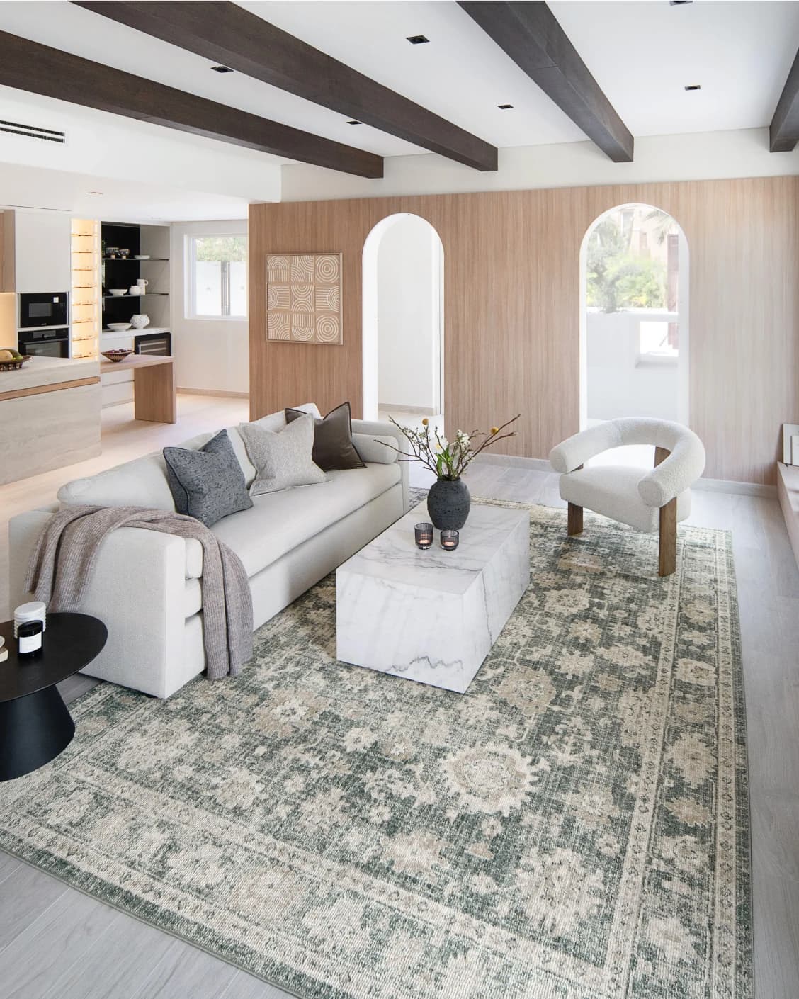 Warren Cobalt carpet in blue and beige, shown in a lifestyle left view as image 5