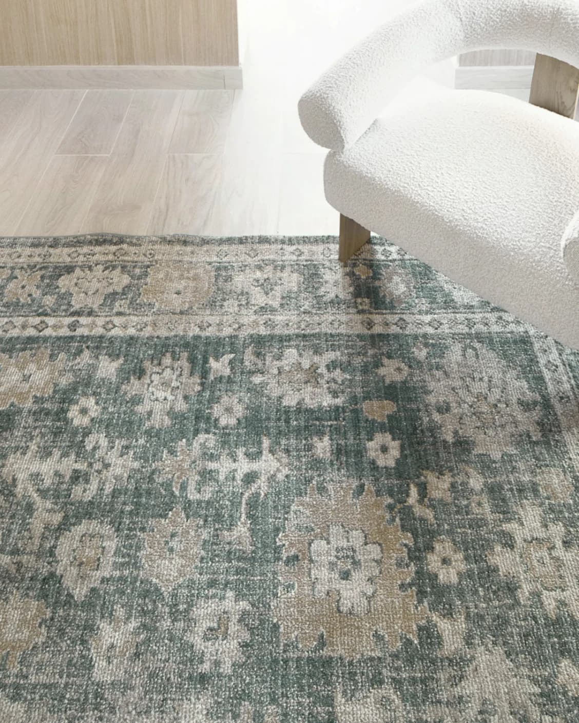 Warren Cobalt carpet in blue and beige, shown in a lifestyle top view as image 8