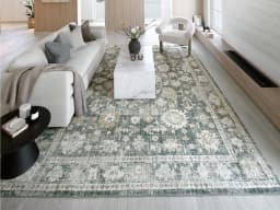 Warren Cobalt carpet in blue and beige, shown in a lifestyle front view