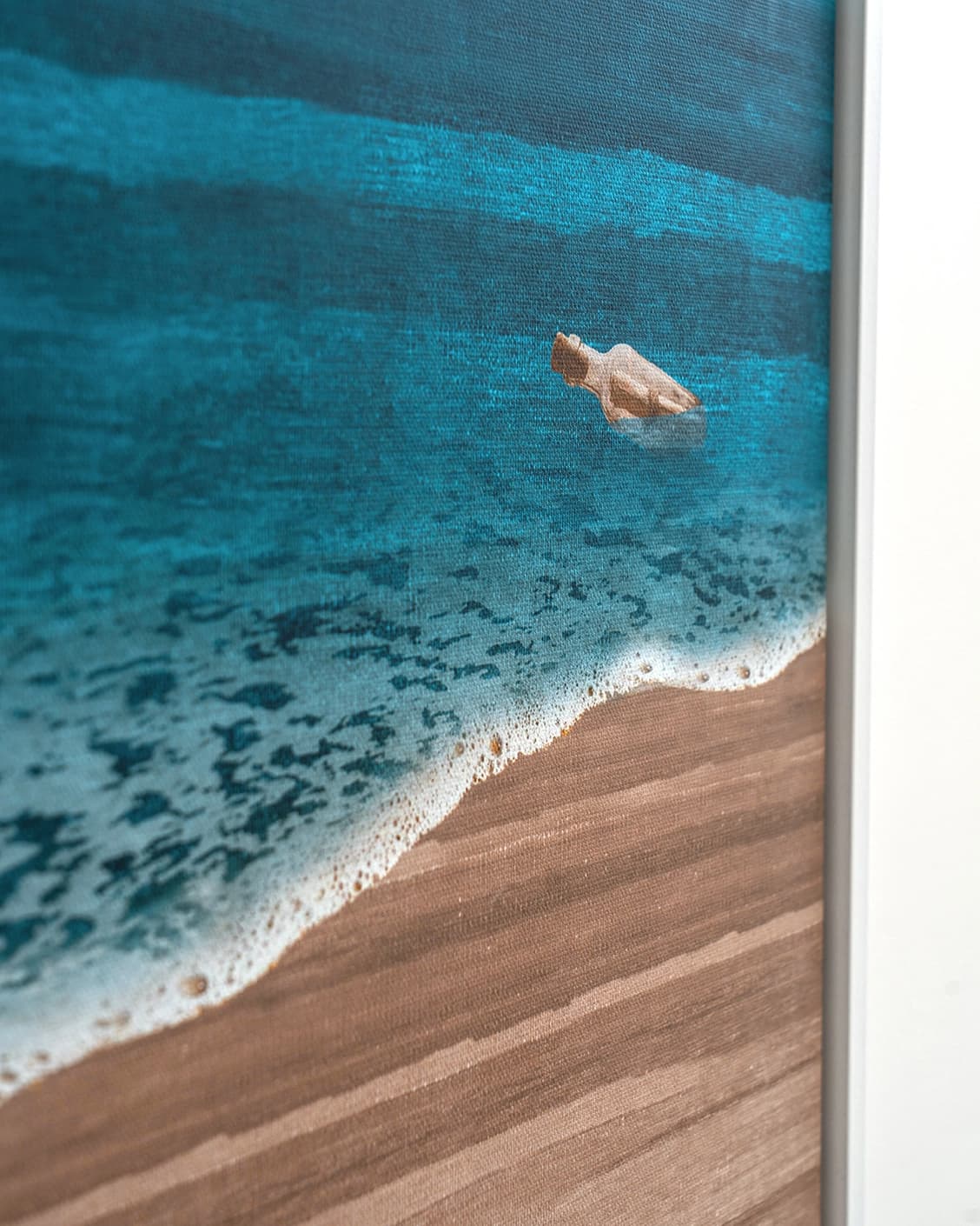 War Is Over canvas in blue, shown in a lifestyle close-up as image 6