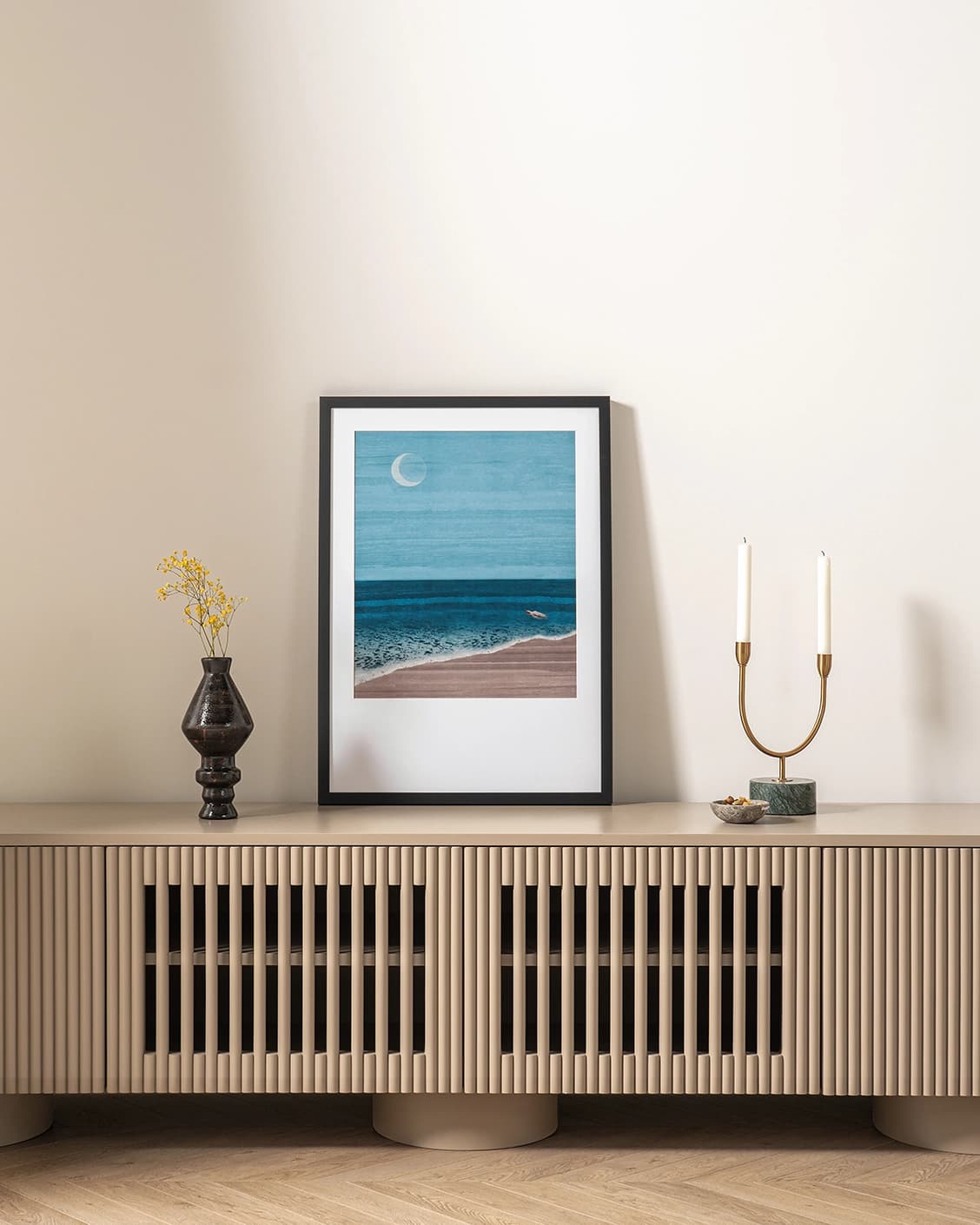 Wars Over fine art print in blue, shown in a lifestyle front view as image 2