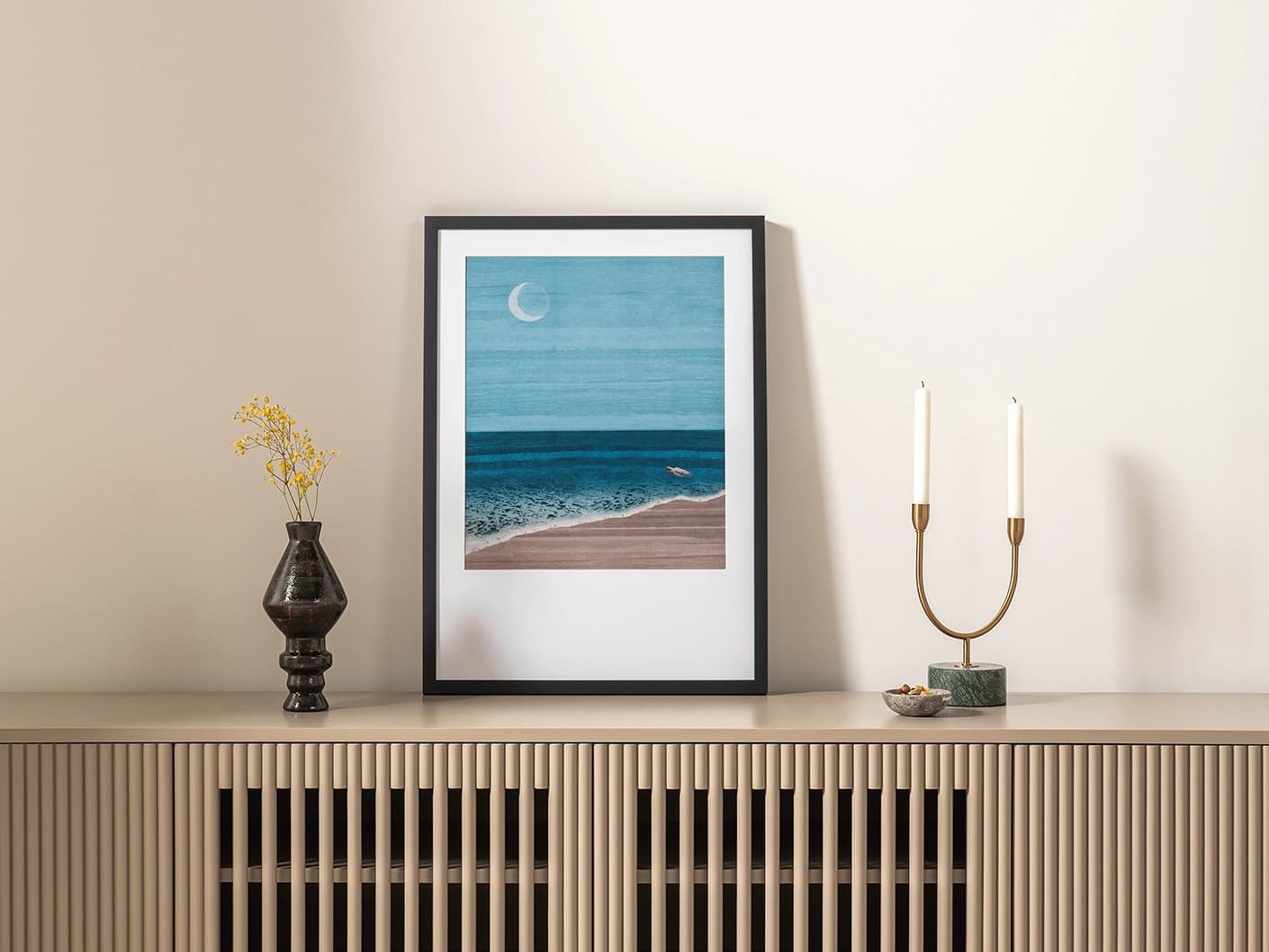 Wars Over fine art print in blue, shown in a lifestyle front view as image 3