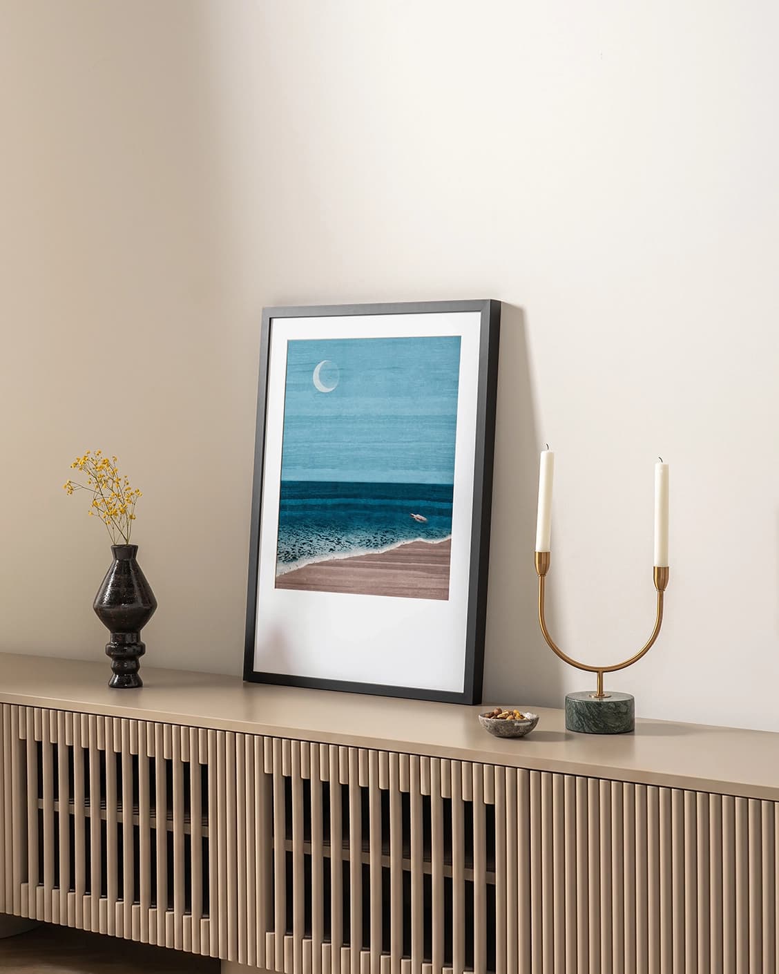 Wars Over fine art print in blue, shown in a lifestyle right view as image 4