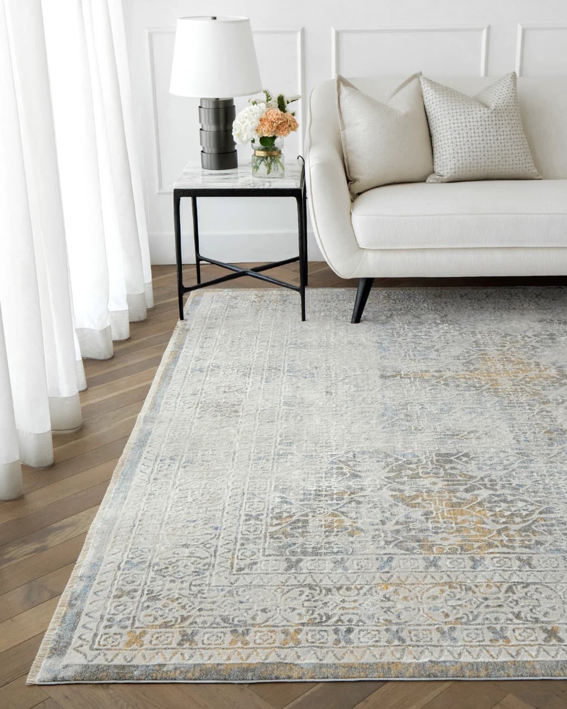 William Sandy carpet in beige, yellow and grey, shown in a lifestyle front view as image 4
