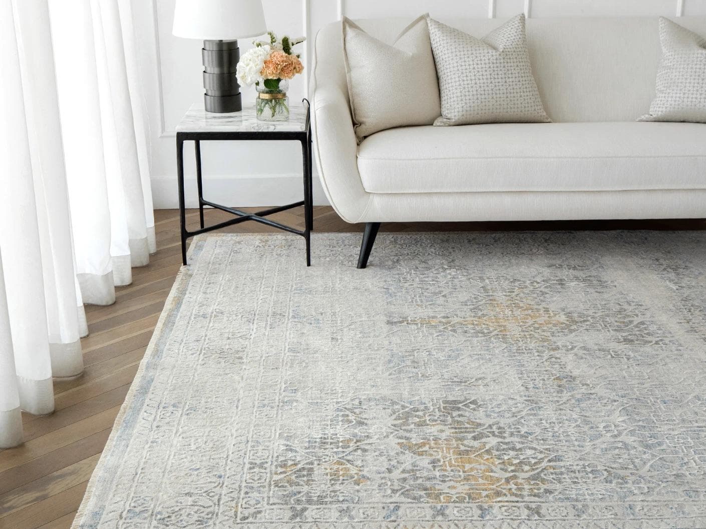 William Sandy carpet in beige, yellow and grey, shown in a lifestyle front view as image 4