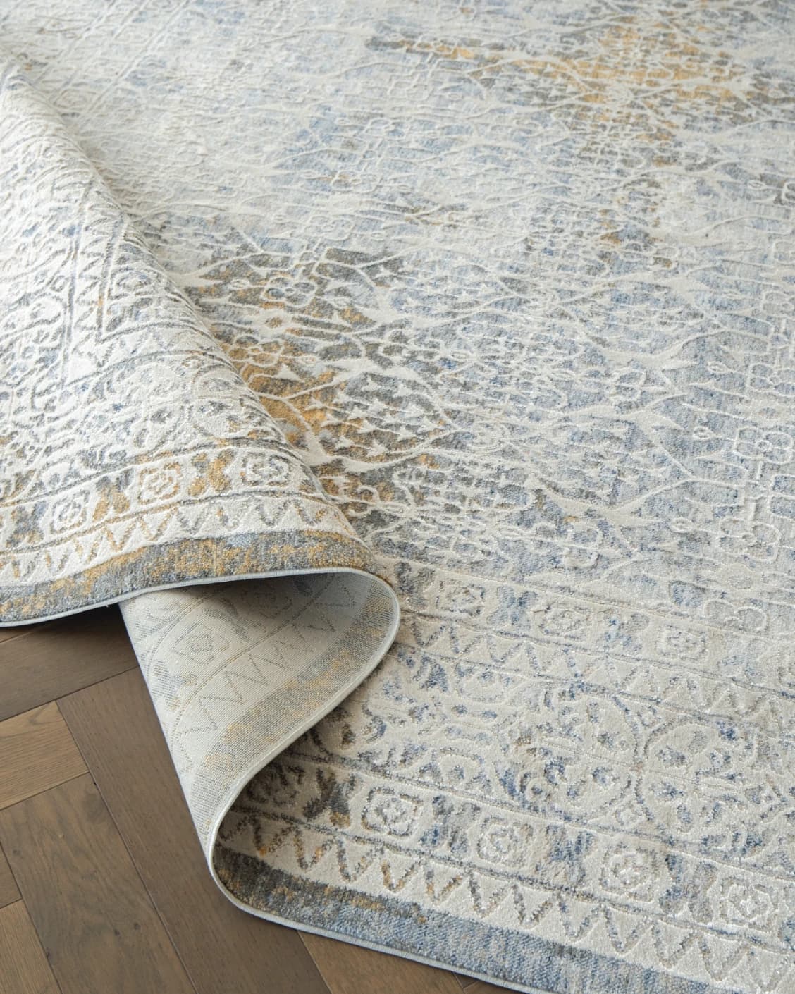 William Sandy carpet in beige, yellow and grey, shown in a product close-up as image 8