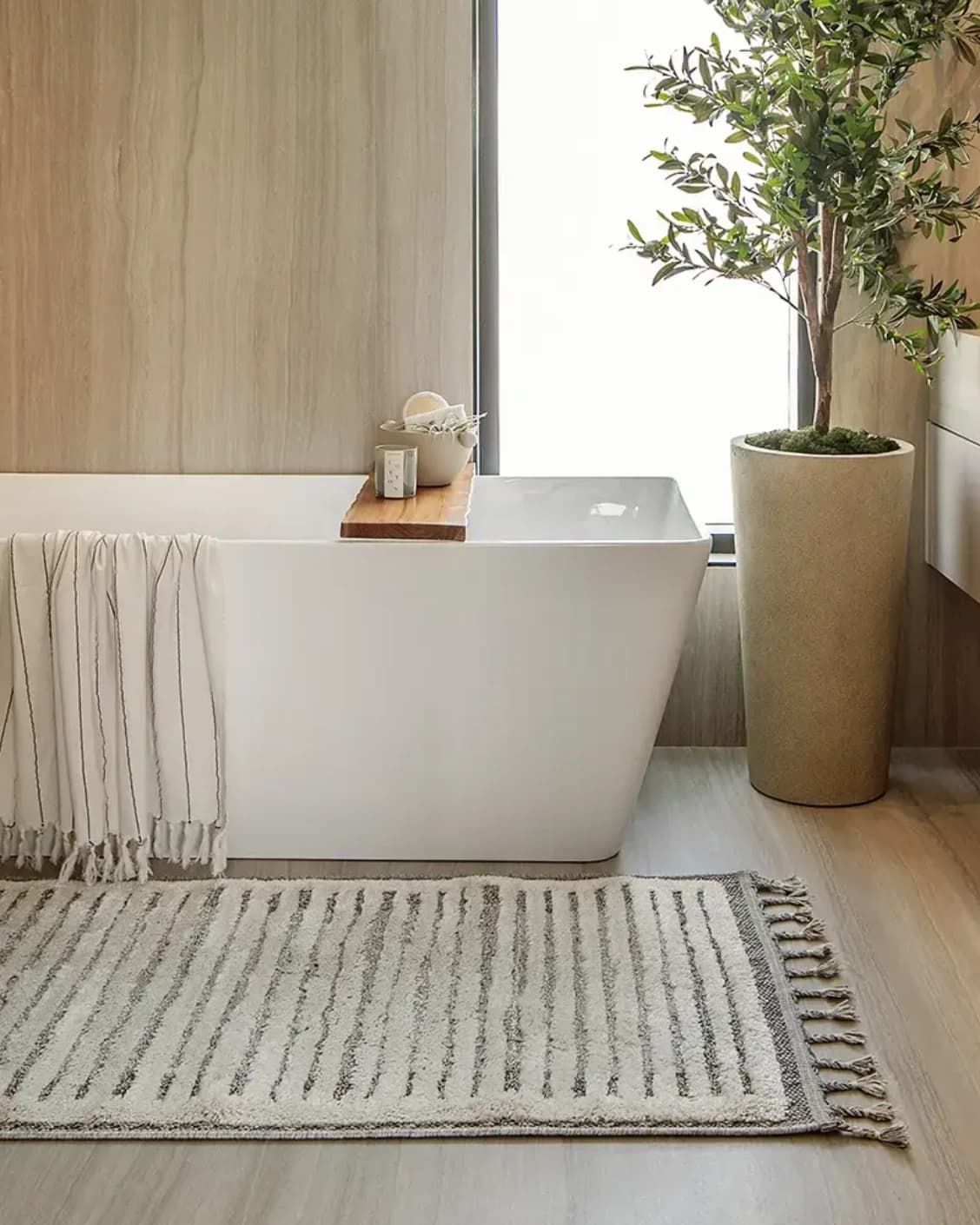 Zahra Alba Runners carpet in ivory and grey, shown in a lifestyle front view
