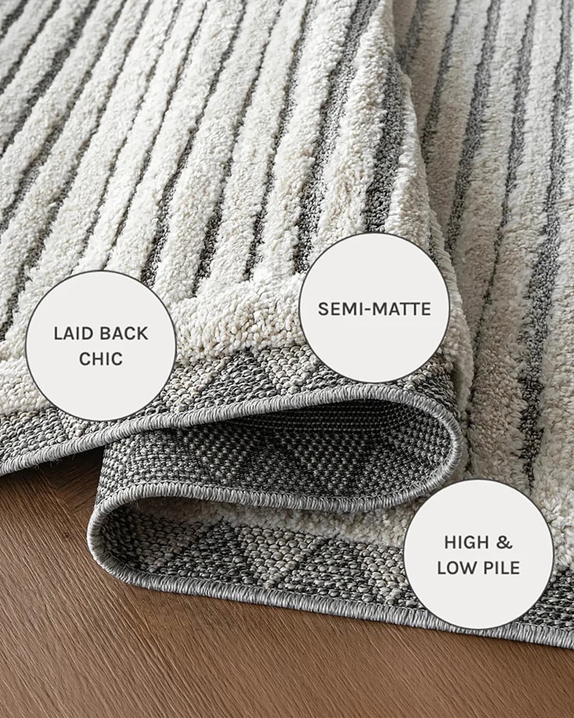 Zahra Alba carpets in ivory and grey, shown in a close-up as image 14