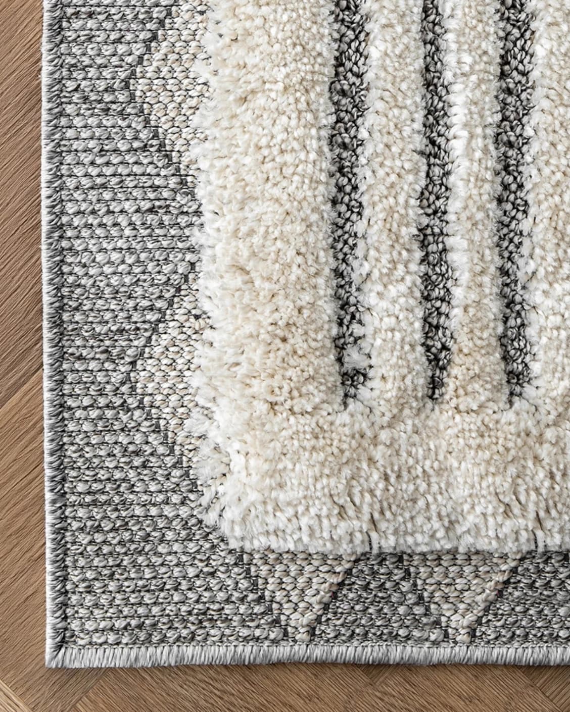Zahra Alba carpet in ivory and grey, shown in a product top view as image 13