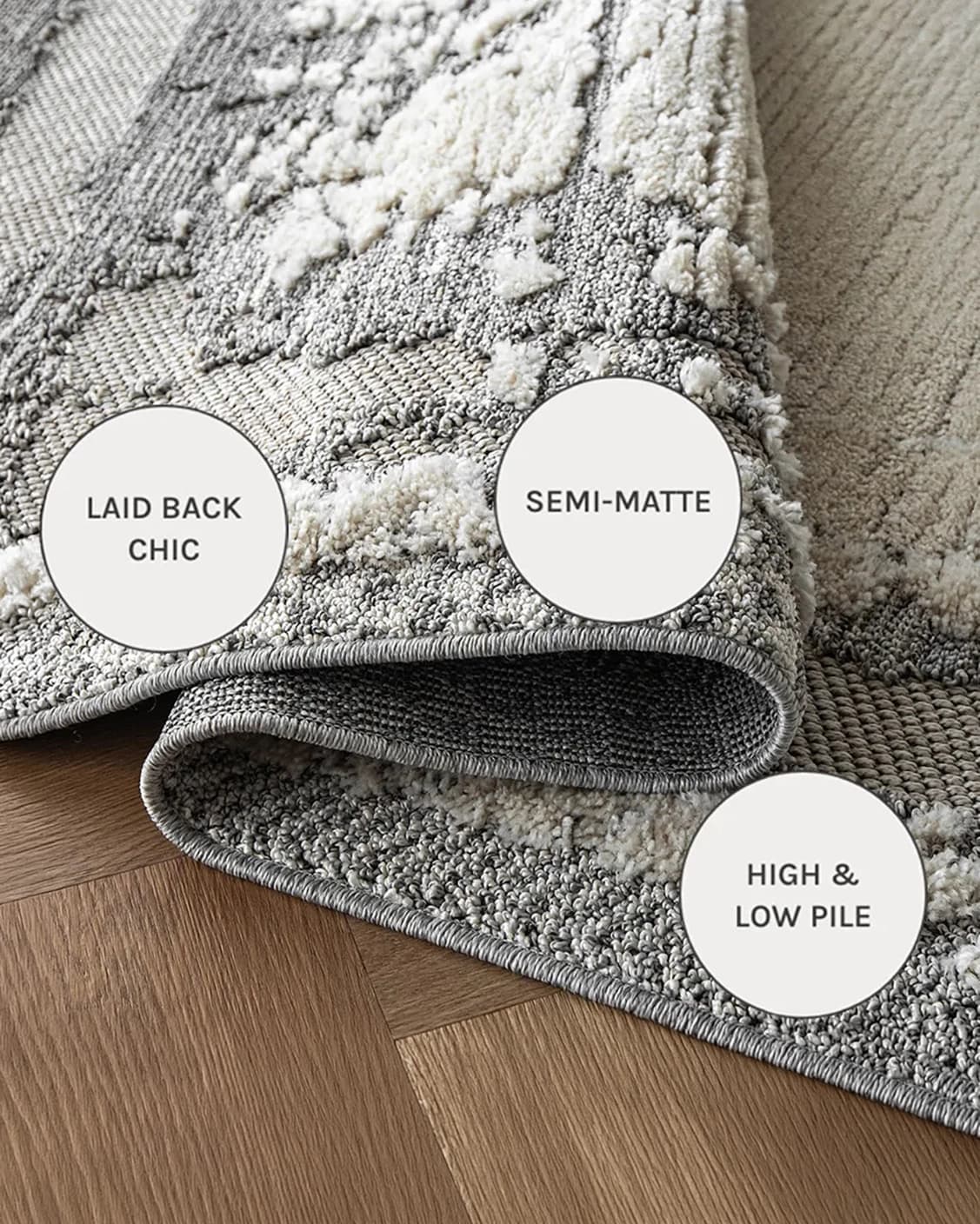 Zahra Bianca carpets in grey and ivory, shown in a close-up as image 15