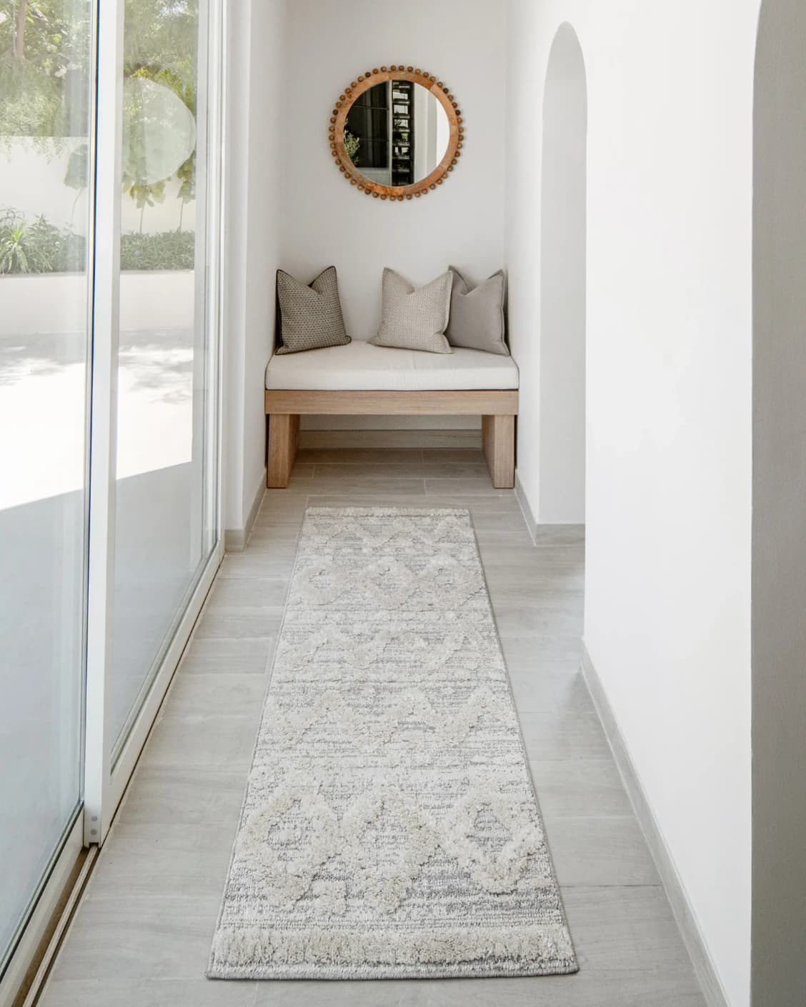 Zahra Snow Runners carpet in grey and off white, shown in a lifestyle front view as image 4