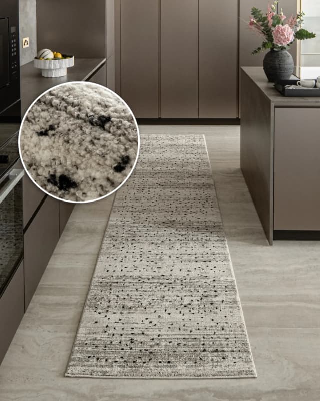 Zen Ashton Runners carpet in beige, shown in a lifestyle front view