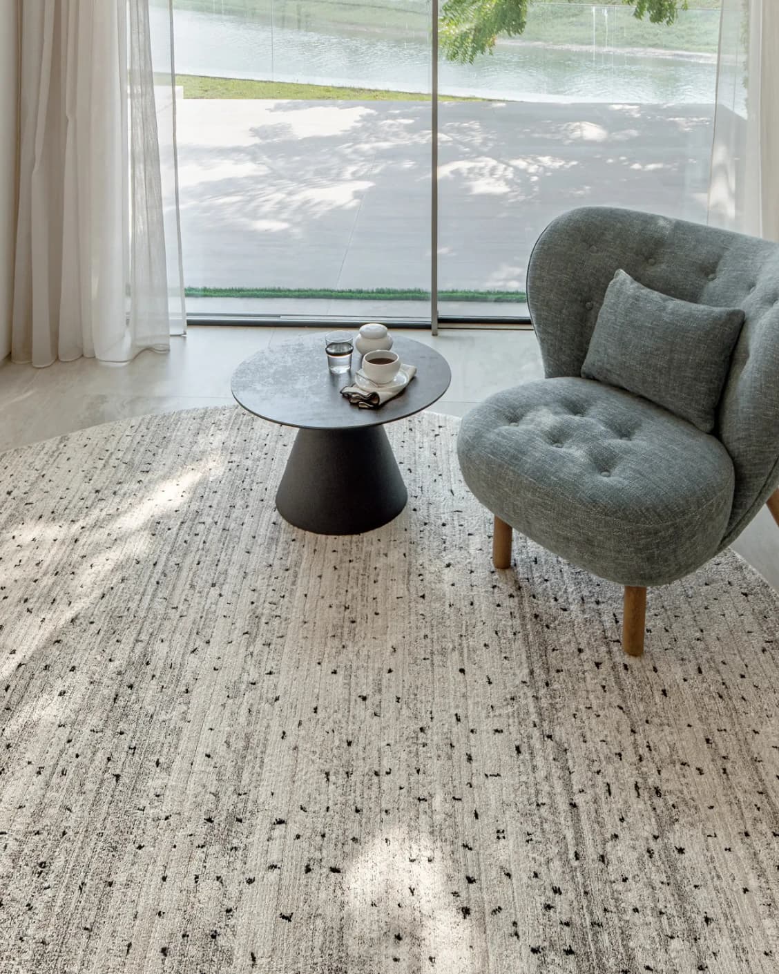 Zen Ashton carpet in beige, shown in a lifestyle front view as image 4