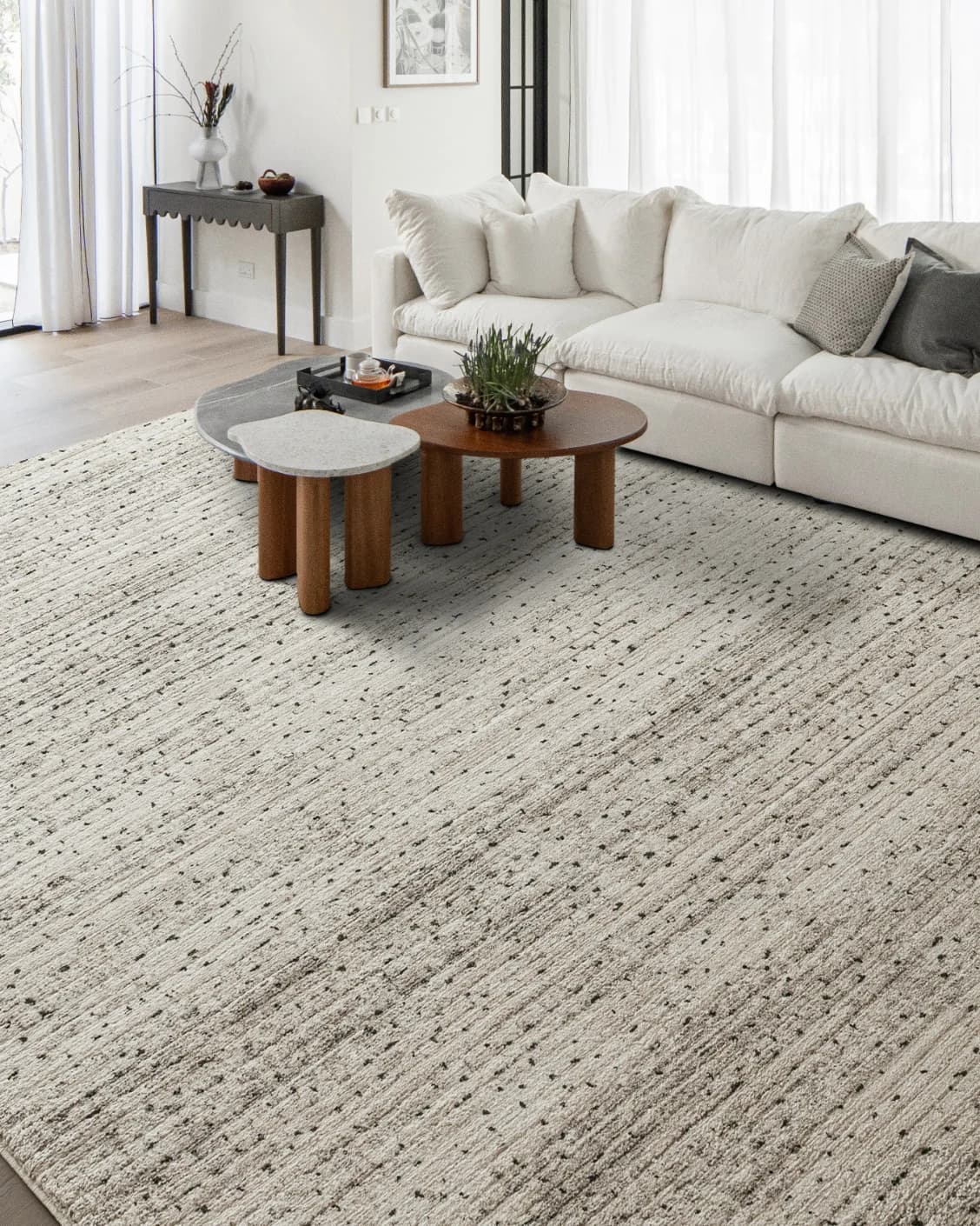 Zen Ashton carpet in beige, shown in a lifestyle right view as image 7