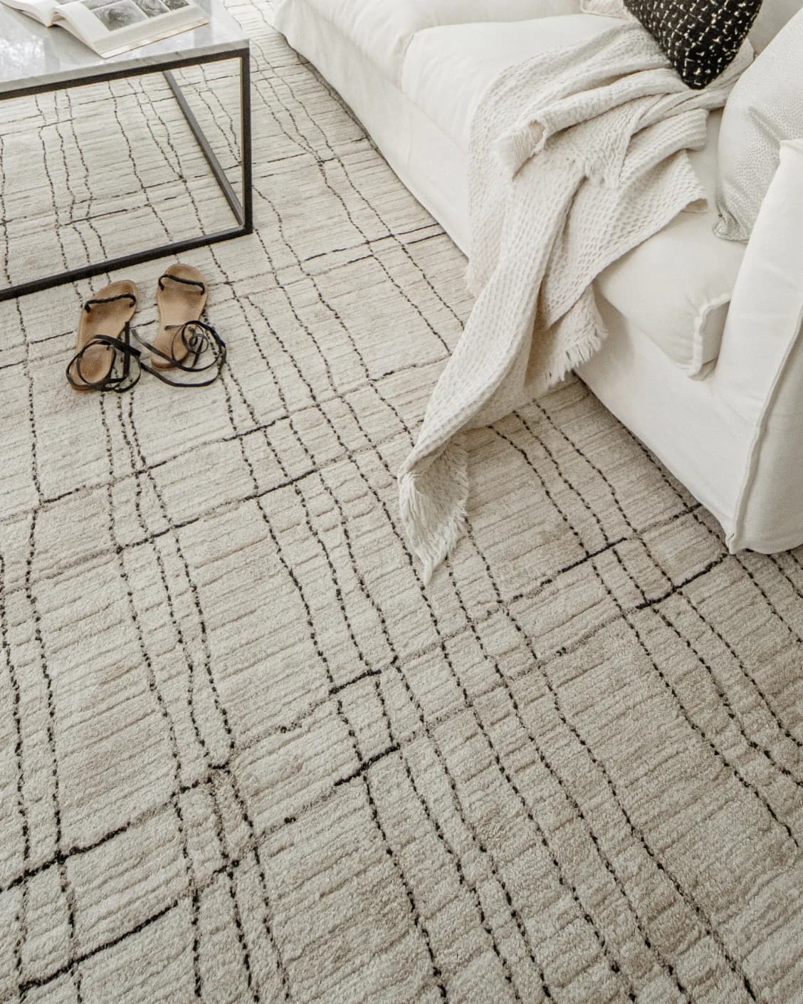 Zen Bianca carpet in charcoal and beige, shown in a lifestyle right view as image 10