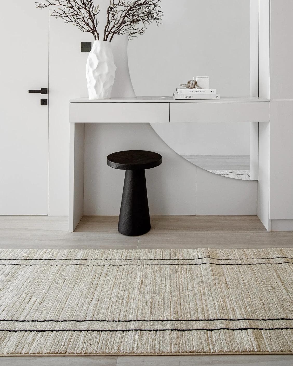 Zen Colin Runners carpet in black and beige, shown in a lifestyle front view as image 4