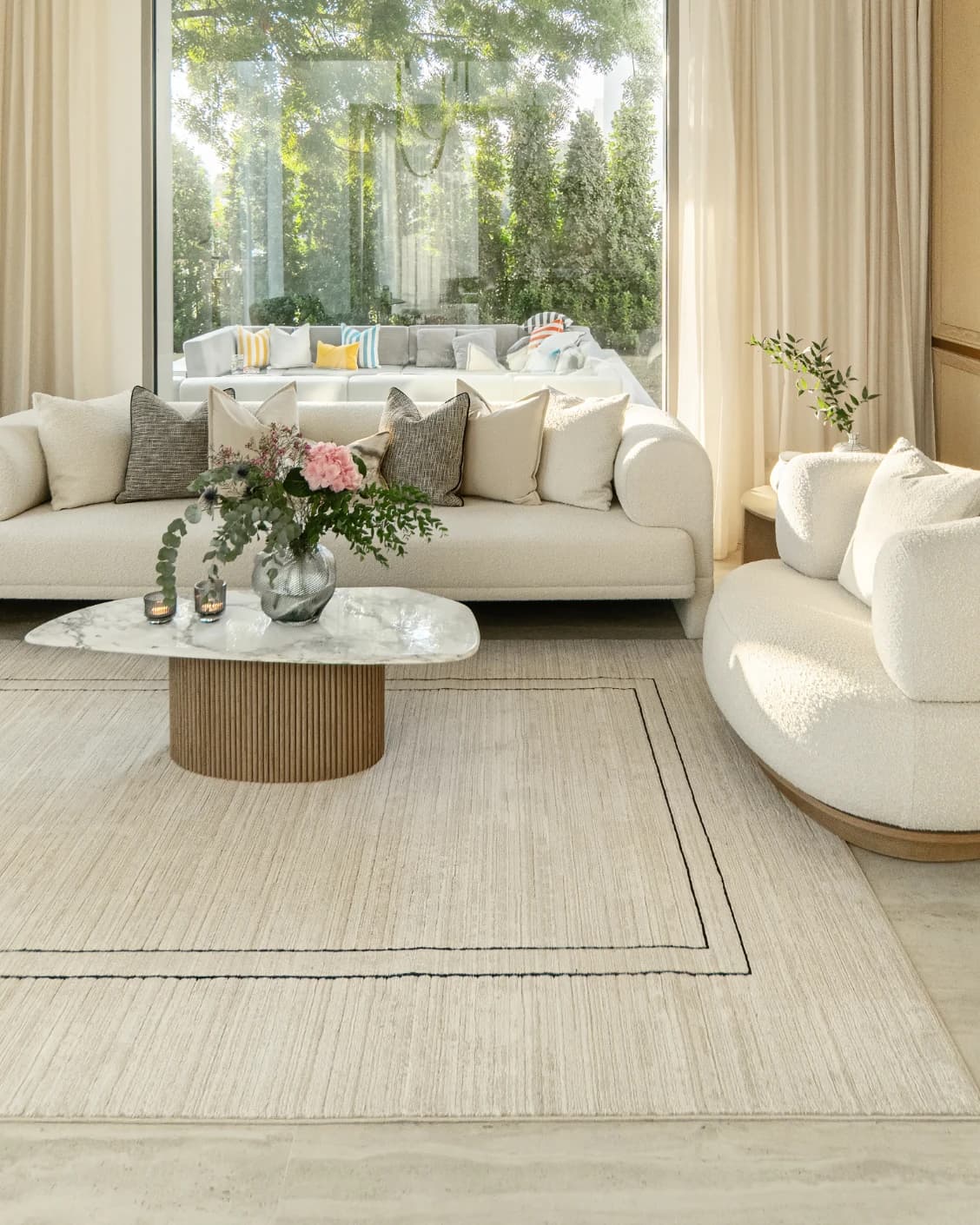 Zen Colin carpet in black and beige, shown in a lifestyle front view as image 5