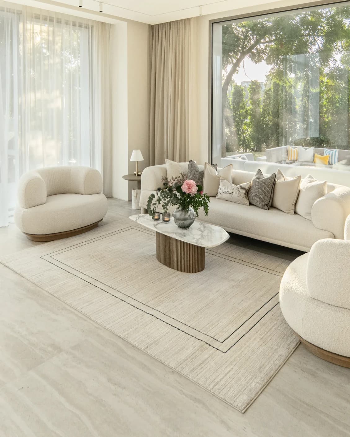 Zen Colin carpet in black and beige, shown in a lifestyle right view as image 7