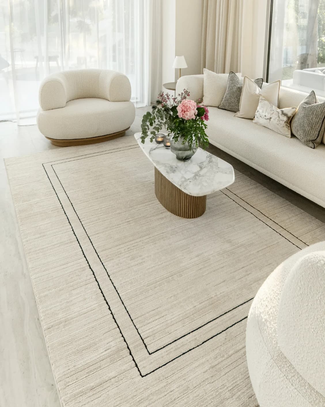 Zen Colin carpet in black and beige, shown in a lifestyle right view as image 8