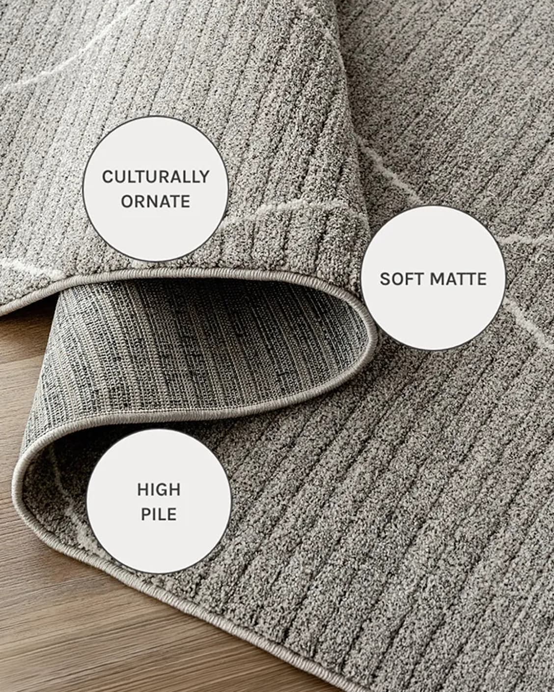 Zen Dune carpets in dune, grey and off white, shown in a close-up as image 14