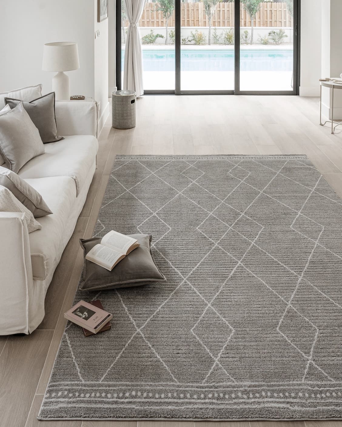 Zen Dune carpet in grey and off white, shown in a lifestyle front view as image 4