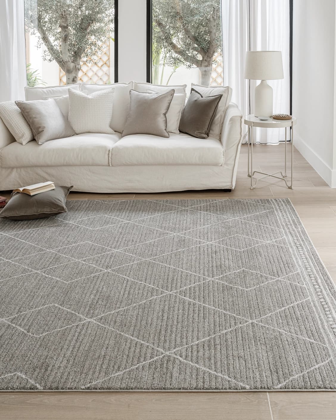Zen Dune carpet in grey and off white, shown in a lifestyle front view as image 5