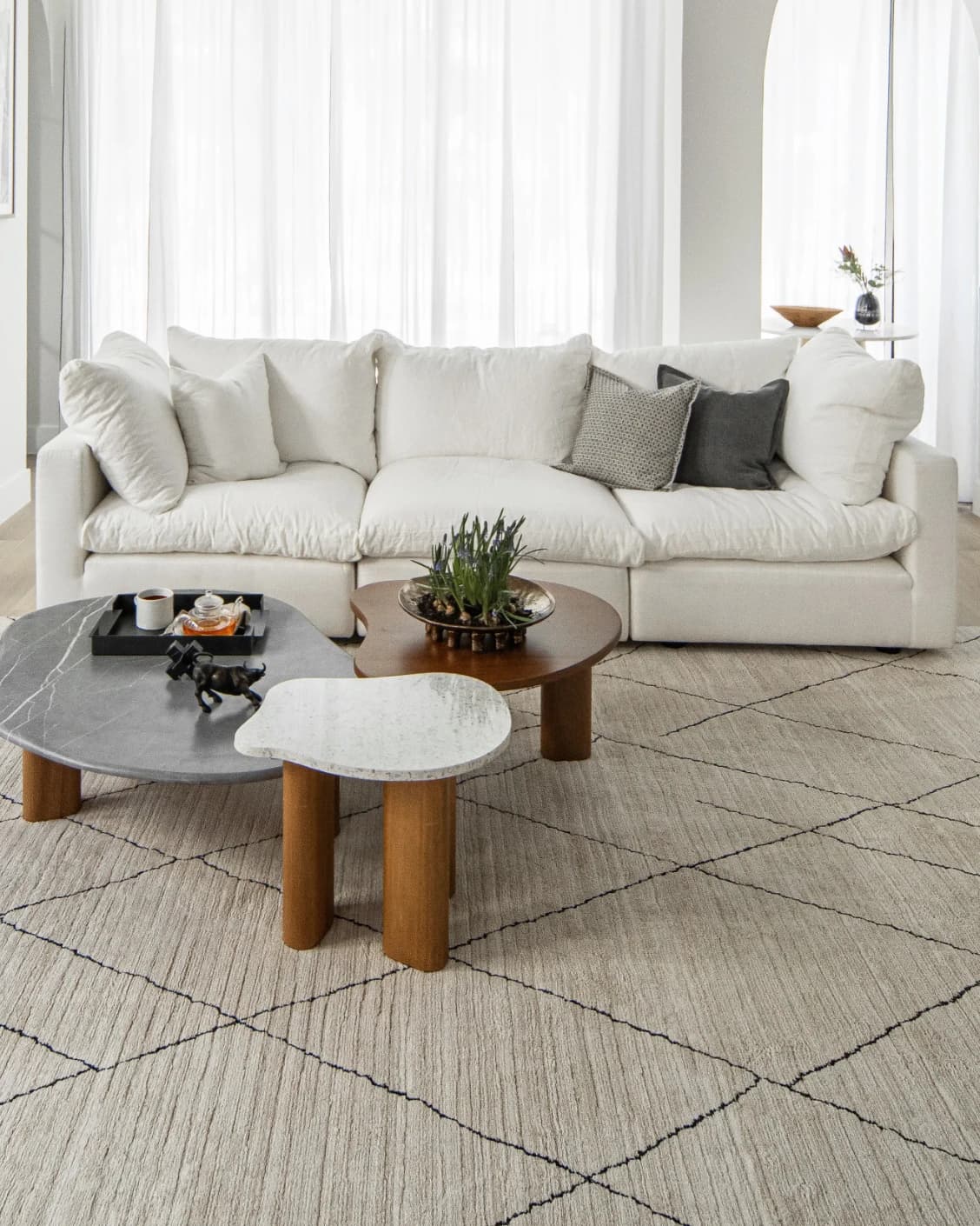 Zen Pearl carpet in charcoal and ivory, shown in a lifestyle front view as image 5