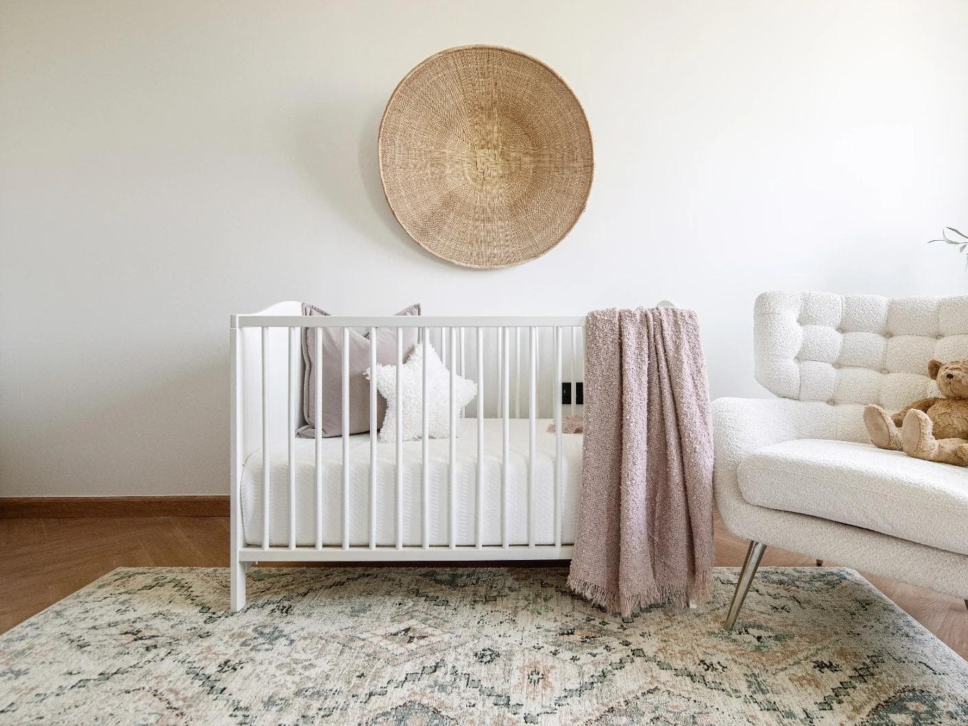 Zen Sandy carpet in beige and blue, shown in a lifestyle front view as image 4