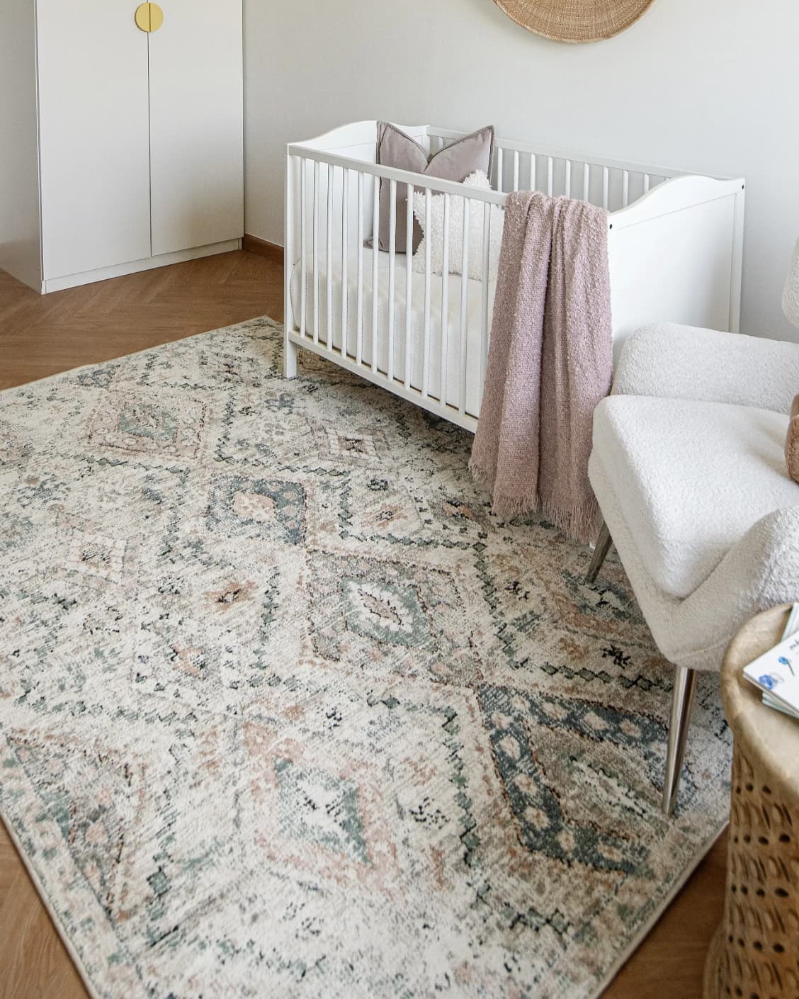Zen Sandy carpet in beige and blue, shown in a lifestyle right view as image 10