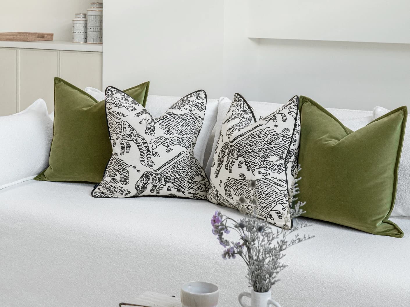 Zena Bundle bundle cushions, shown in a lifestyle front view