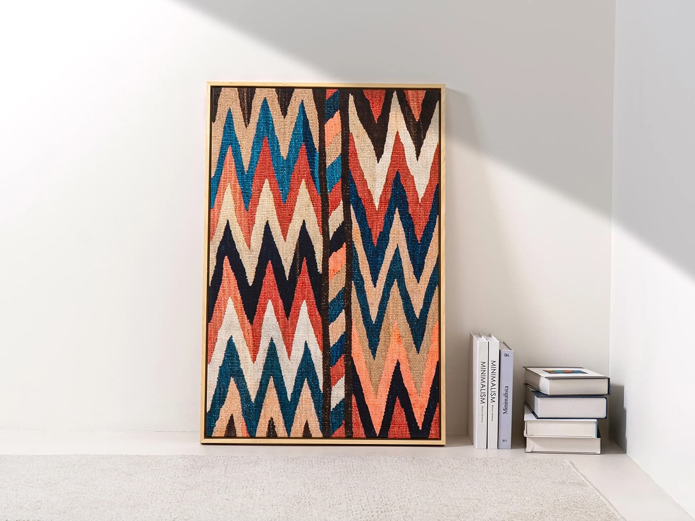 Zig & Zag canvas artwork in multicolour, shown in a lifestyle front view