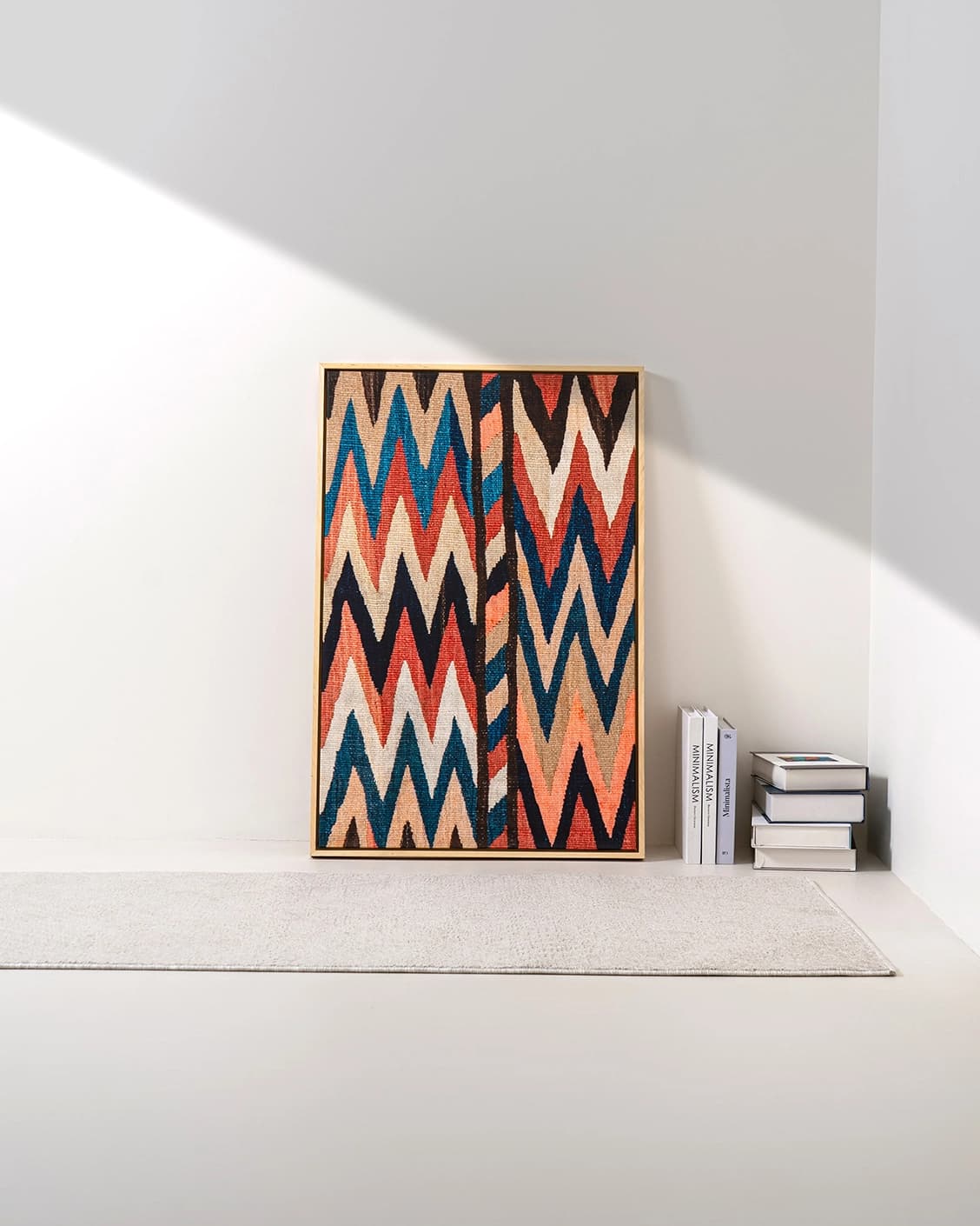 Zig & Zag canvas in multicolour, shown in a lifestyle front view as image 2