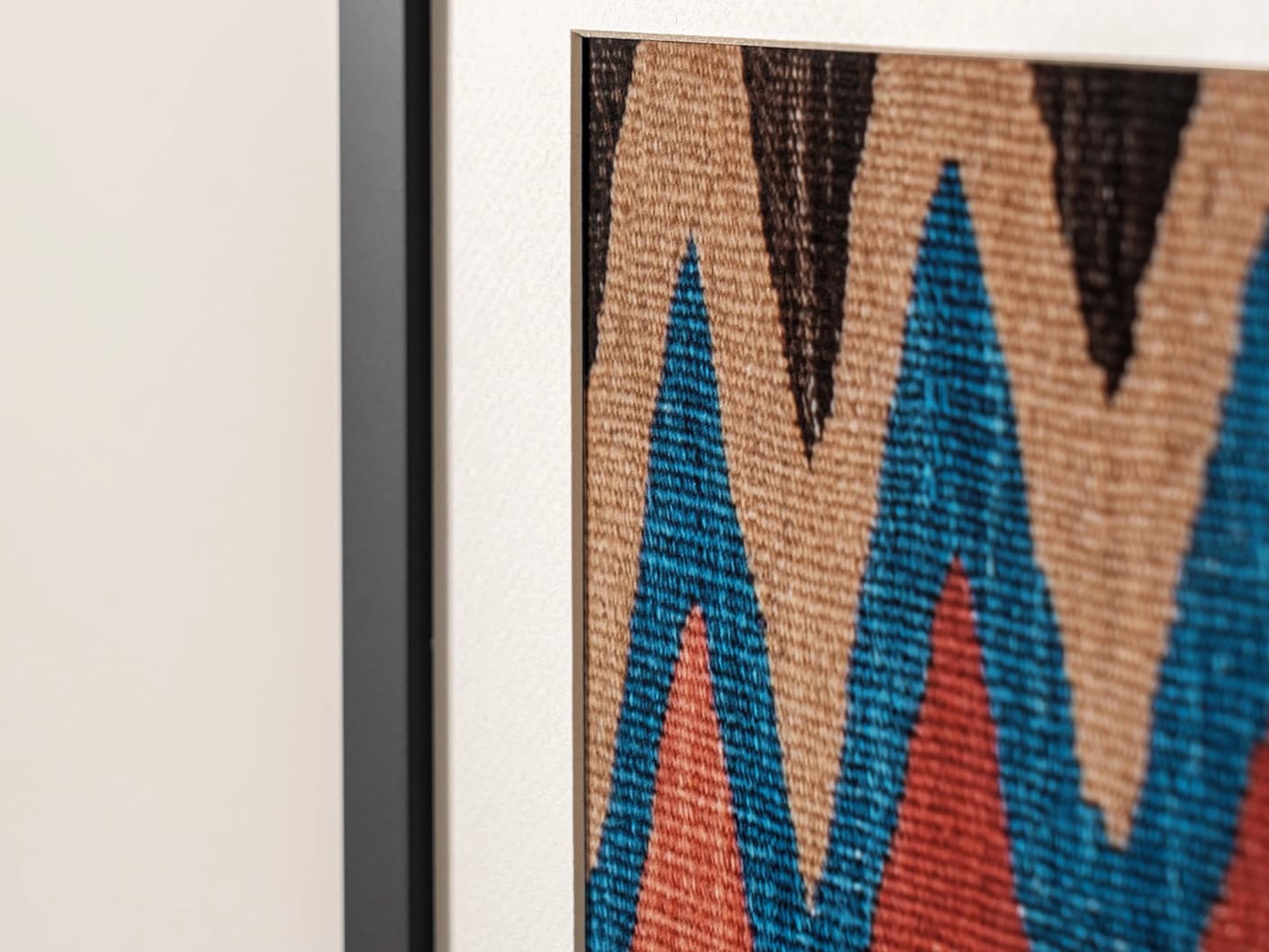 Zig & Zag fine art print in multicolour, shown in a lifestyle close-up view as image 1