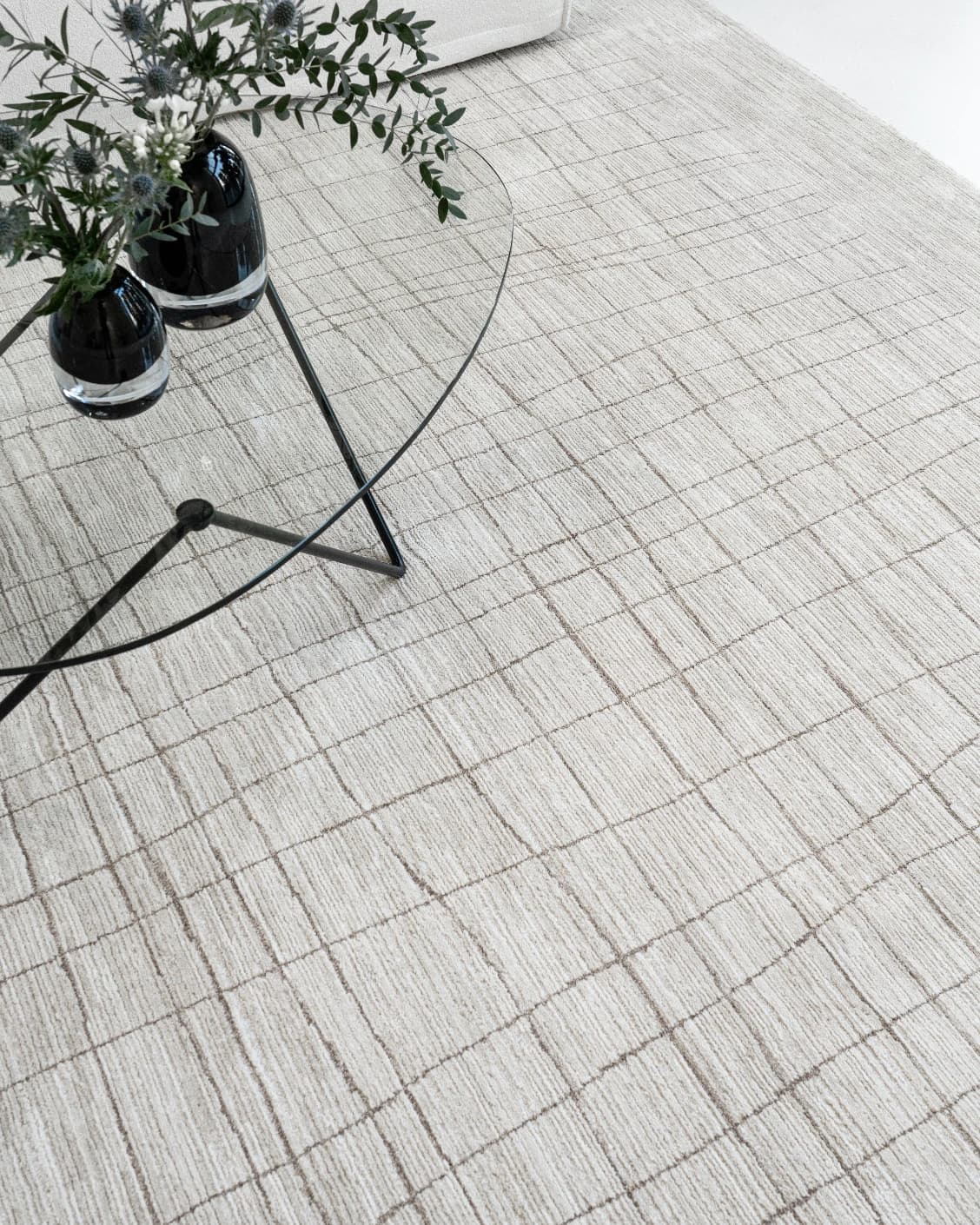 Zion Sandy carpet in sandy and ivory, shown in a lifestyle top view as image 8