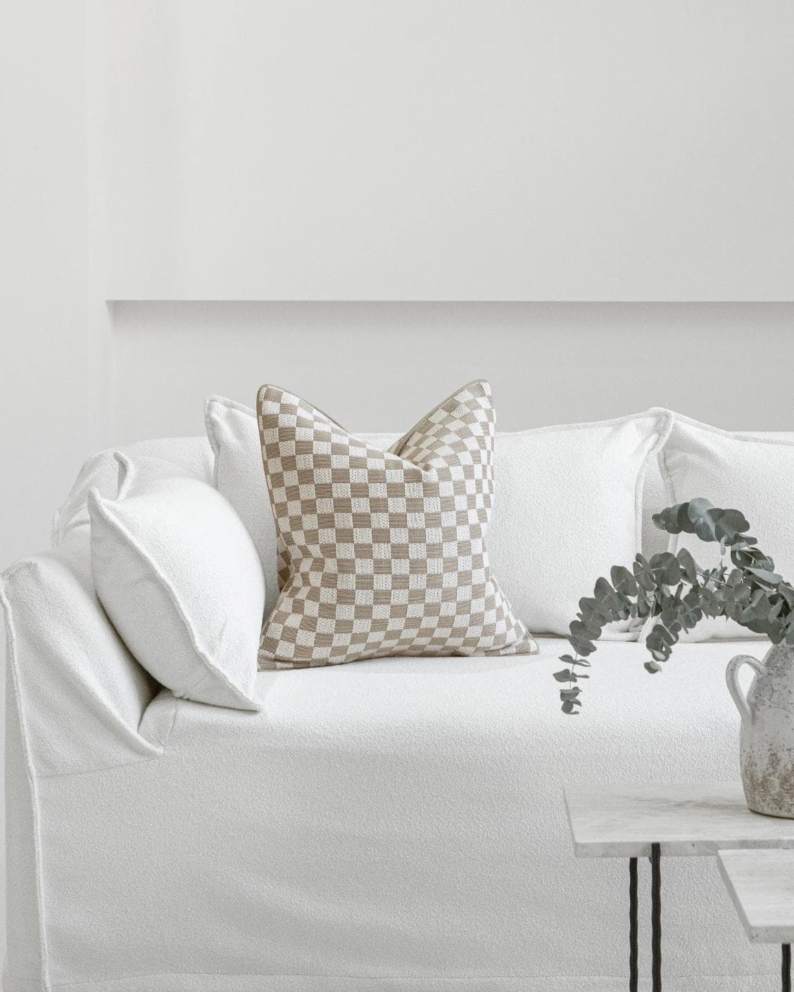 Ina Klimt cushion in beige, shown in a lifestyle front view as image 4
