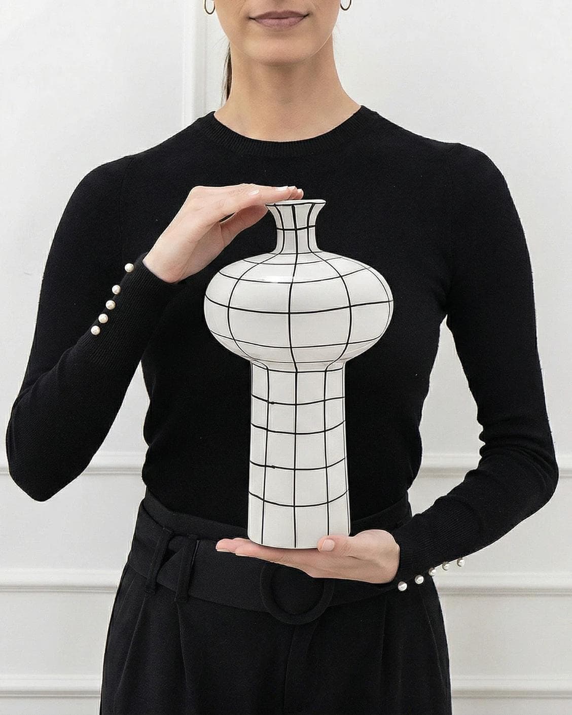 Iris Arneson vases in white and black, shown in a product front view as image 8