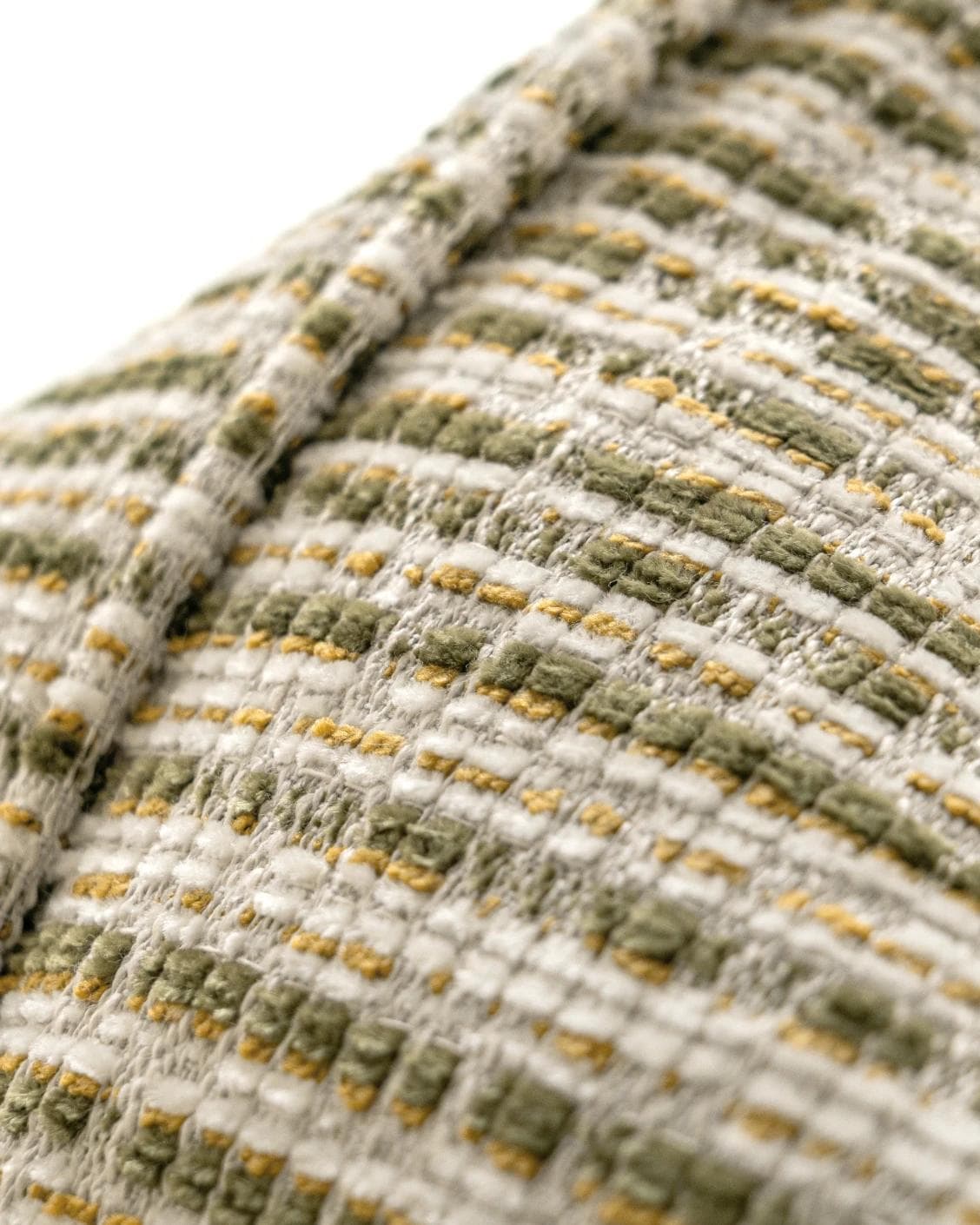 Izzy Olive cushion in ivory, shown in a product close-up as image 7