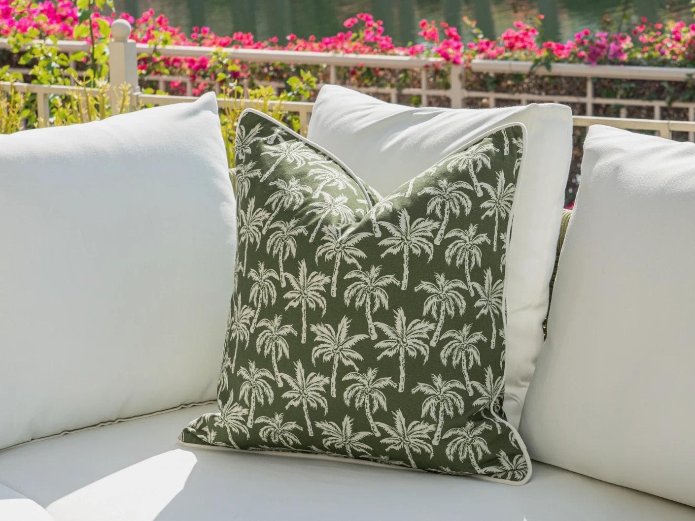 Jeeva Bundle cushion in green, shown in a lifestyle right view as image 7
