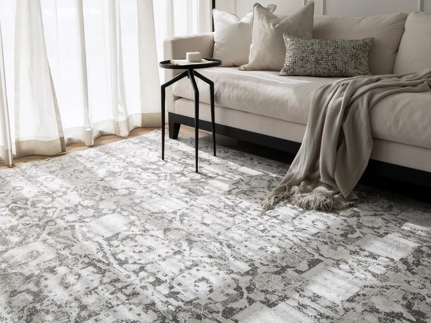 Jerik Ashton carpets in grey, shown in a lifestyle right view as image 2